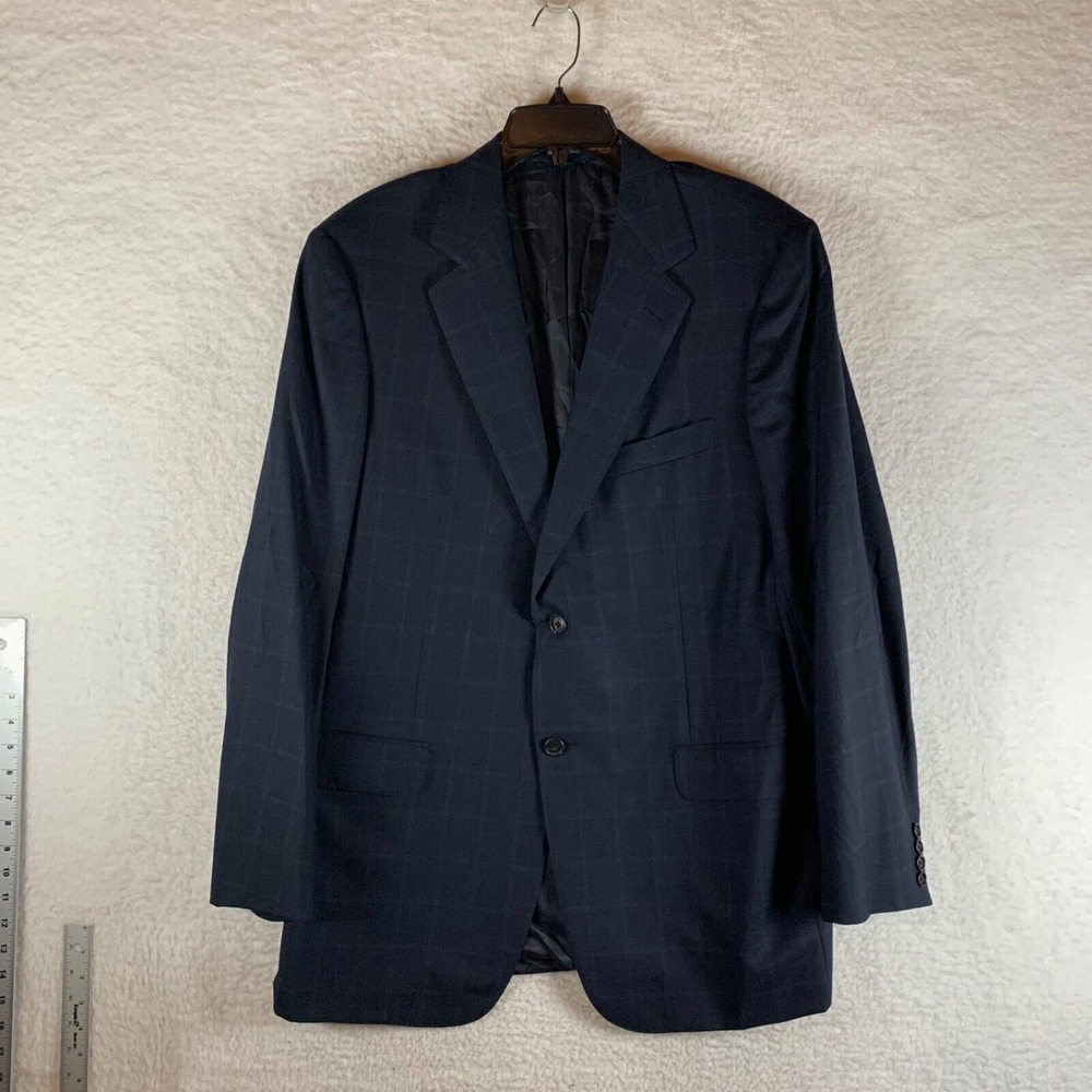 Ermenegildo Zegna Men's 15 Milmil 15 Gray Windowpane‎ Wool Suit Blazer Size 39
